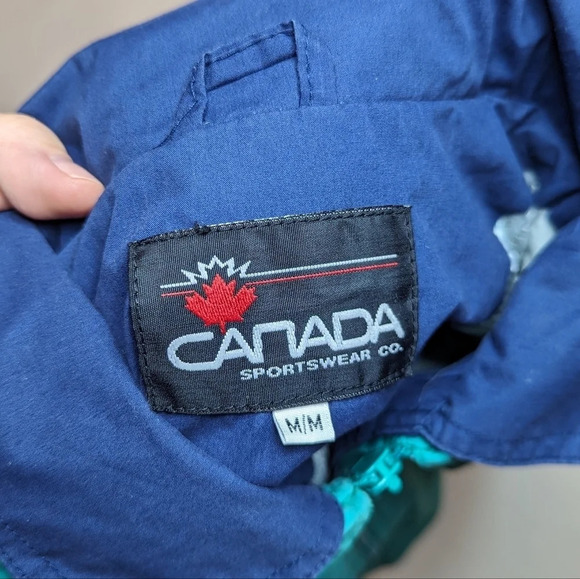 Vintage Canada Sportswear Co. Teal Green Zip Bomber Wind  Breaker Men's Medium - Picture 9 of 10